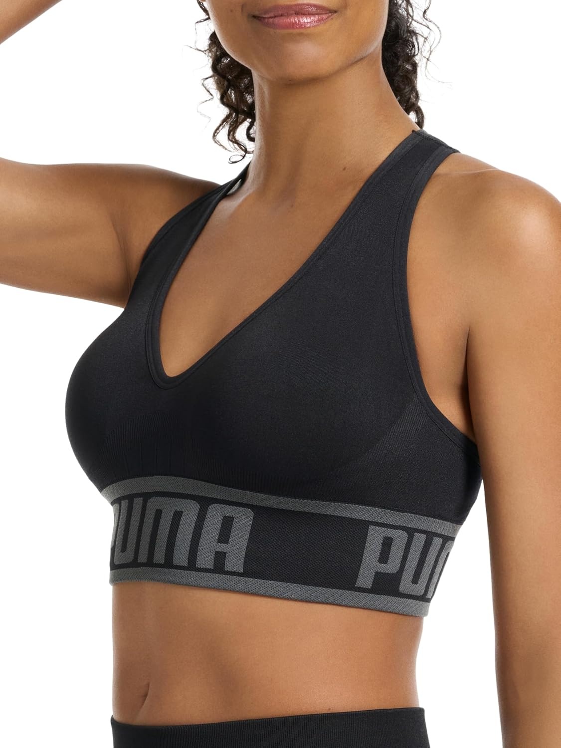 image:imagePuma Womens 2 Pack Seamless Sports BraBlackHeather Grey