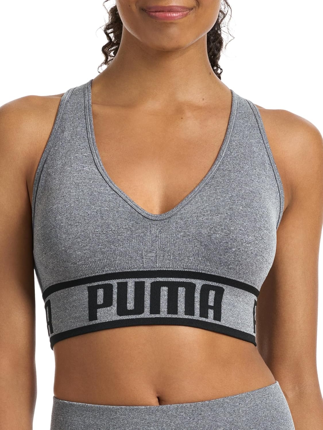 image:imagePuma Womens 2 Pack Seamless Sports BraBlackHeather Grey