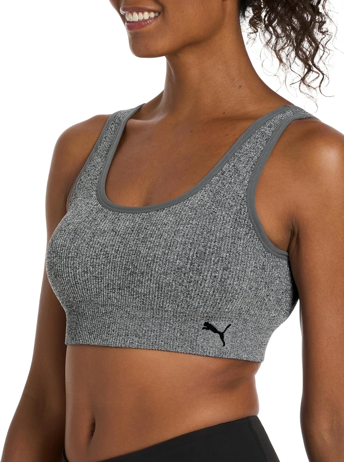 image:imagePuma Womens 2 Pack Seamless Sports BraBlackHeather Grey Rib