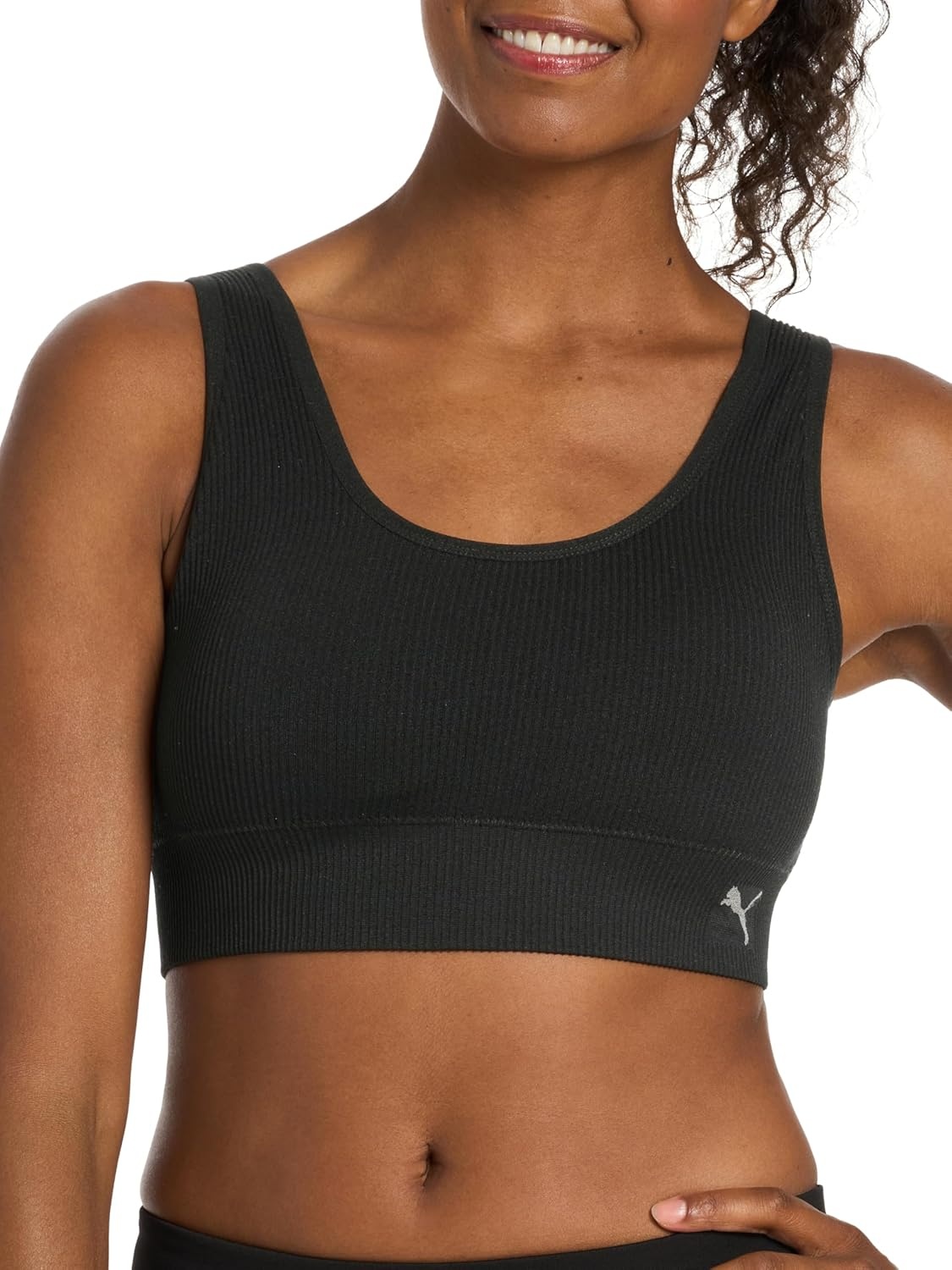 image:imagePuma Womens 2 Pack Seamless Sports BraBlackHeather Grey Rib