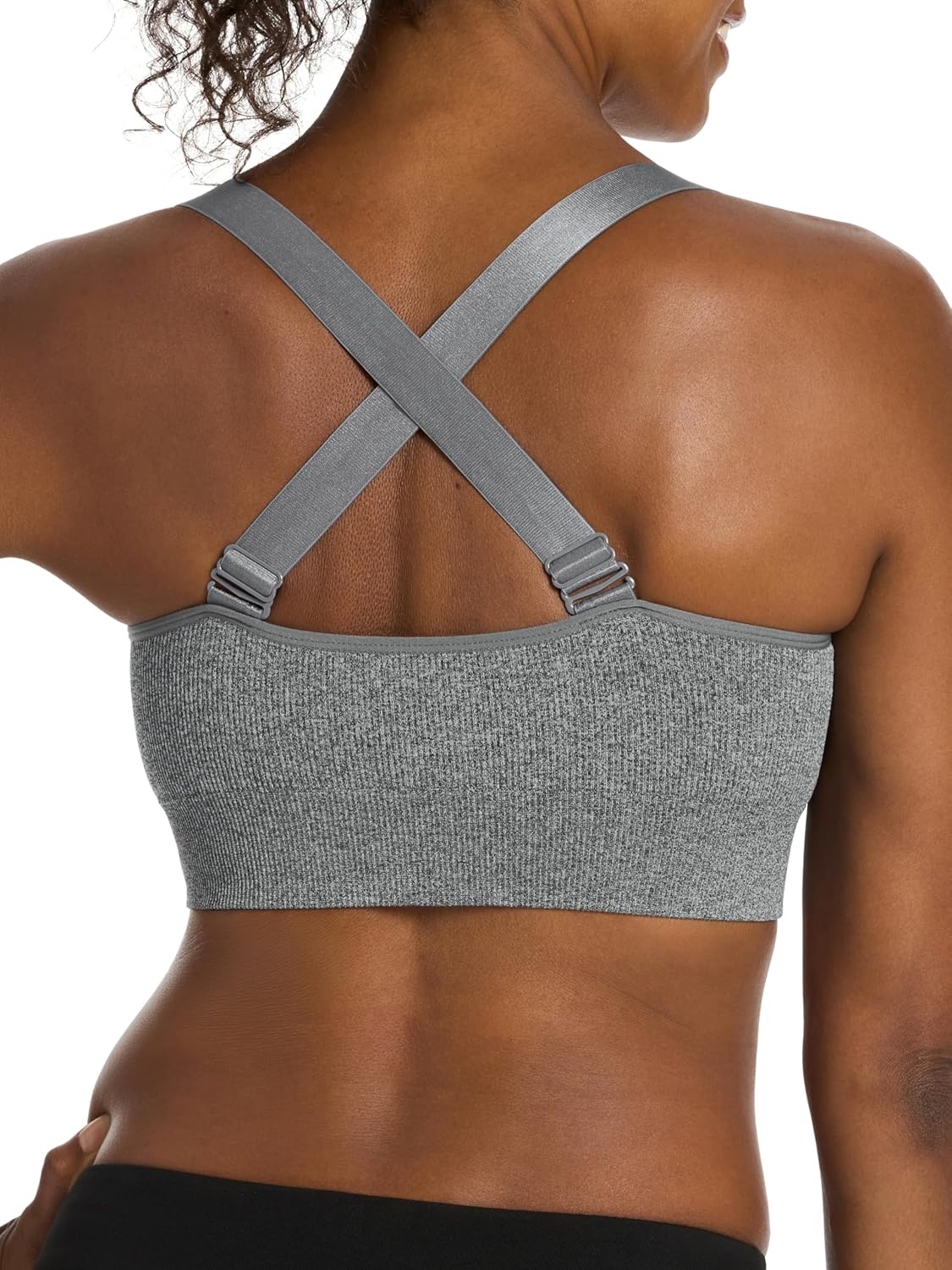 image:imagePuma Womens 2 Pack Seamless Sports BraBlackHeather Grey Scoop