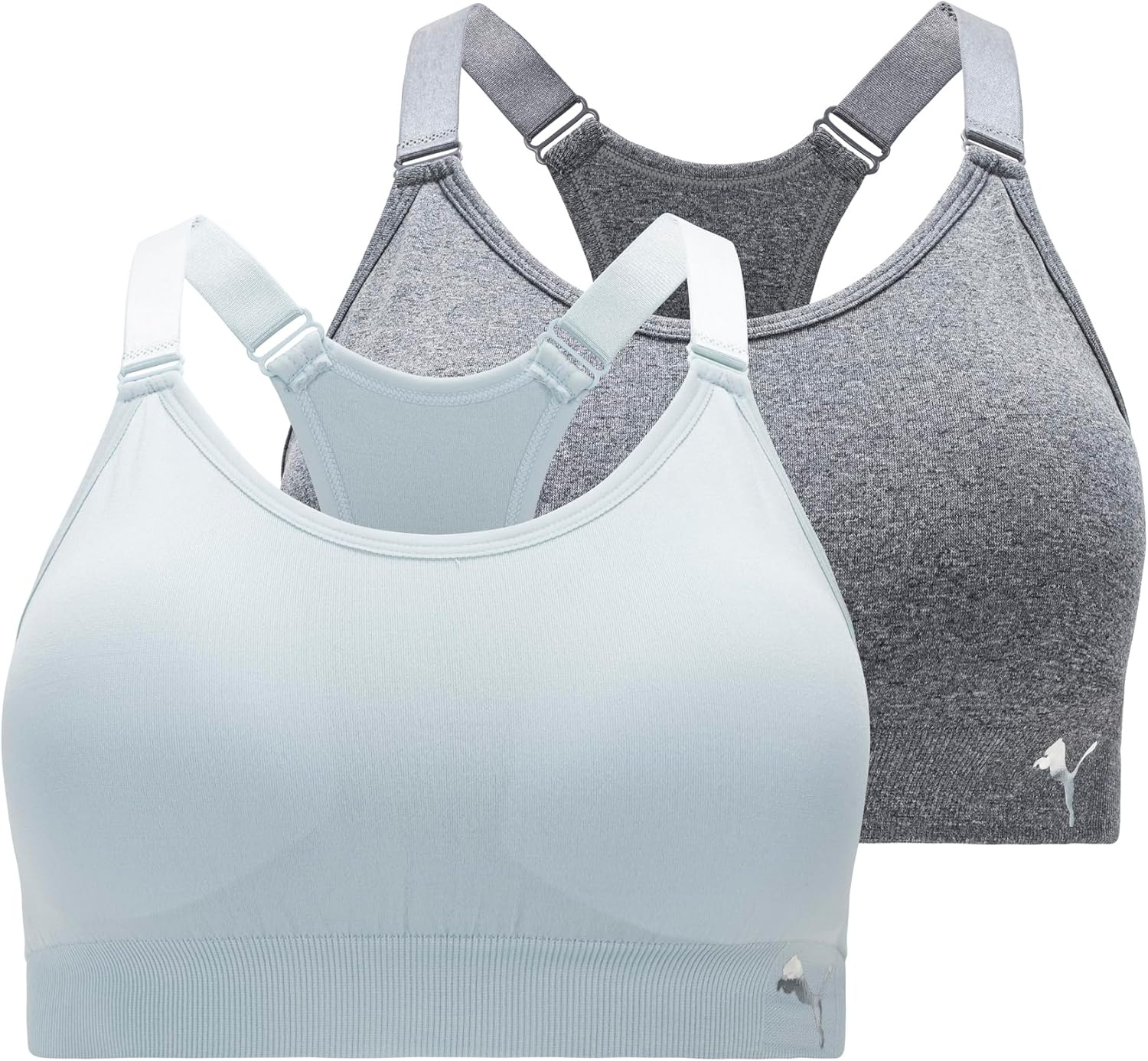 image:imagePuma Womens 2 Pack Seamless Sports BraFrosted DewHeather Grey