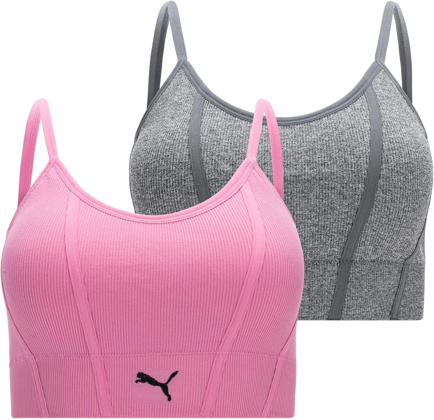 image:imagePuma Womens 2 Pack Seamless Sports BraMauveHeather Grey