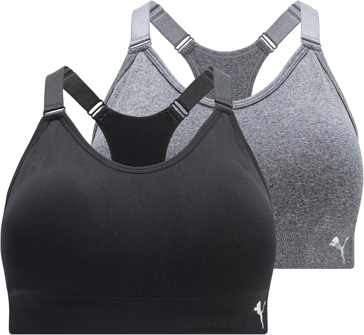 image:imagePuma Womens 2 Pack Seamless Sports BraPuma BlackHeather Grey