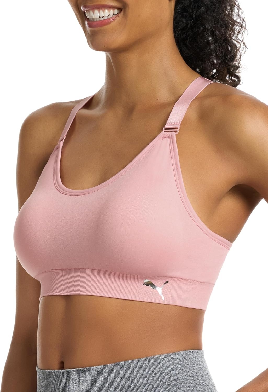 image:imagePuma Womens 2 Pack Seamless Sports BraSilver PinkHeather Grey