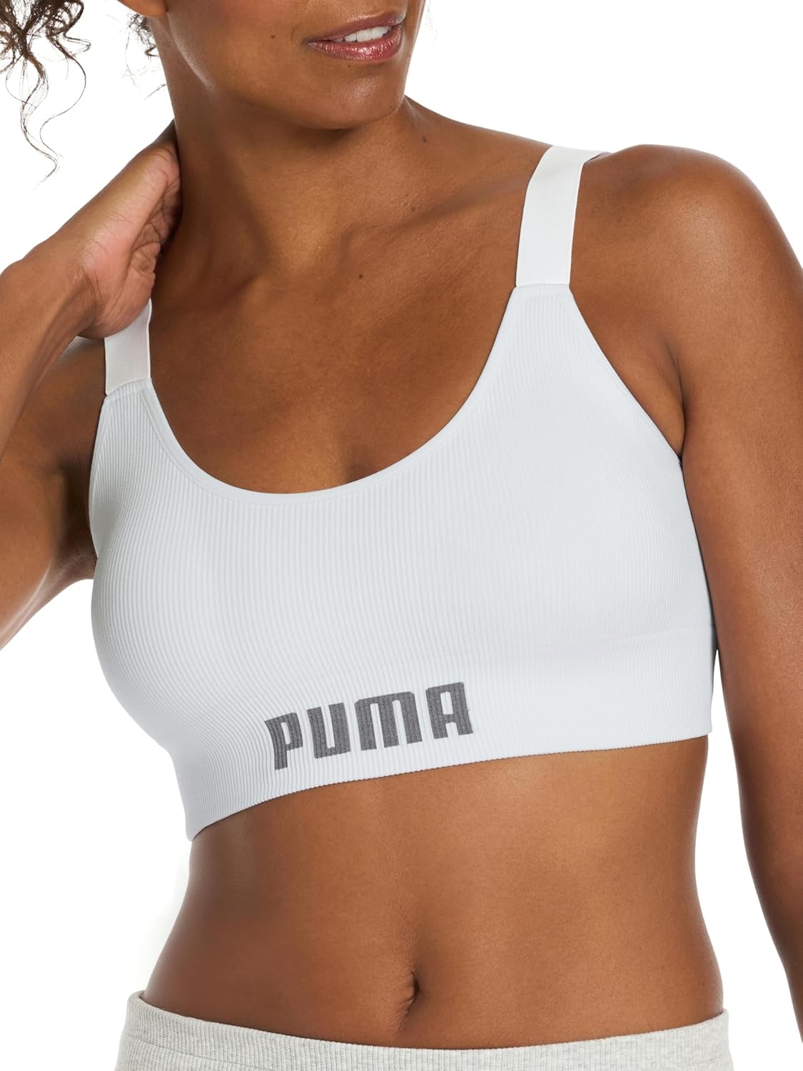 image:imagePuma Womens 2 Pack Seamless Sports BraSun StruckWhite
