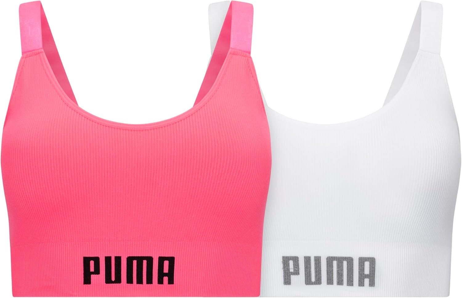 image:imagePuma Womens 2 Pack Seamless Sports BraSun StruckWhite