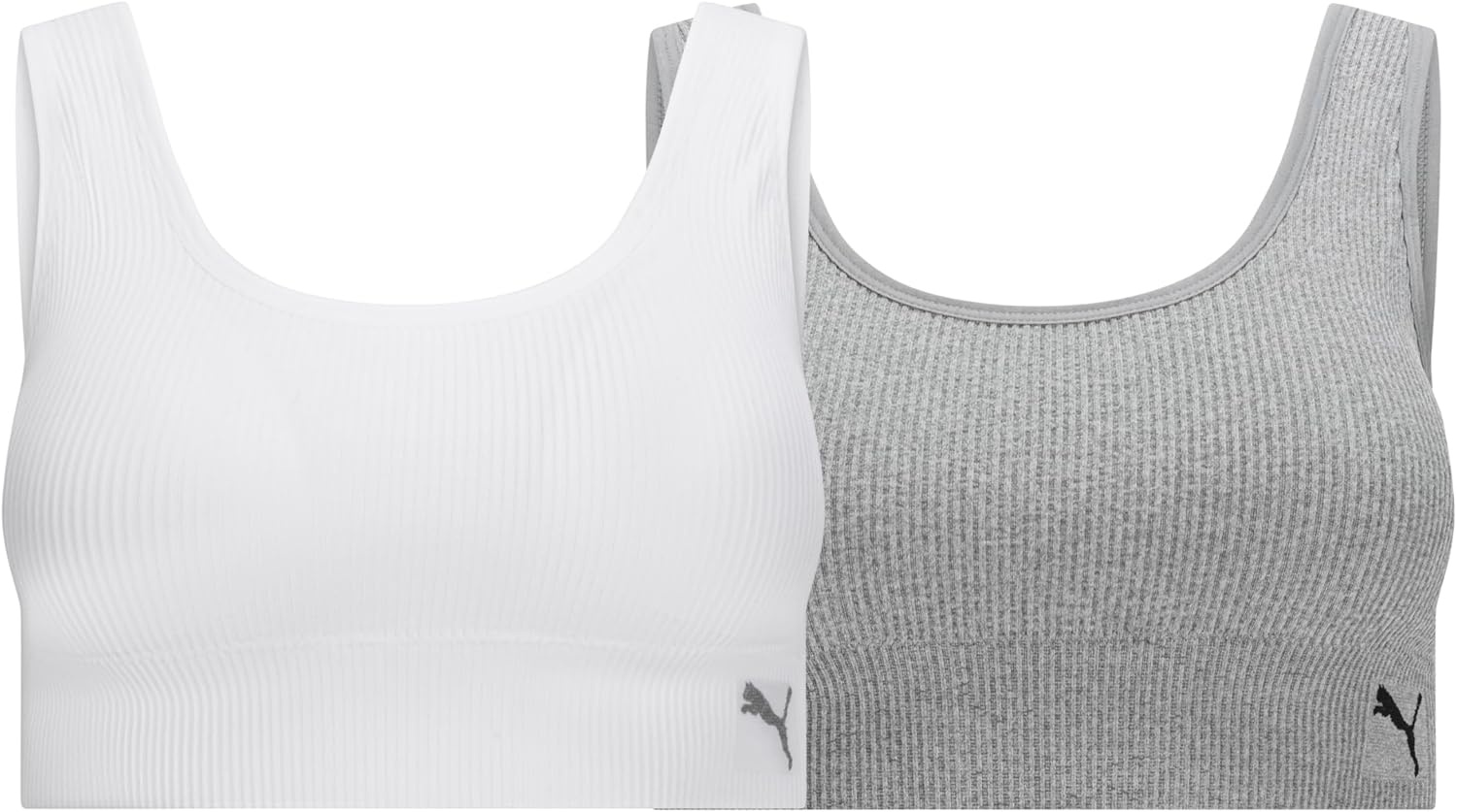 image:imagePuma Womens 2 Pack Seamless Sports BraWhiteLight Heather Grey