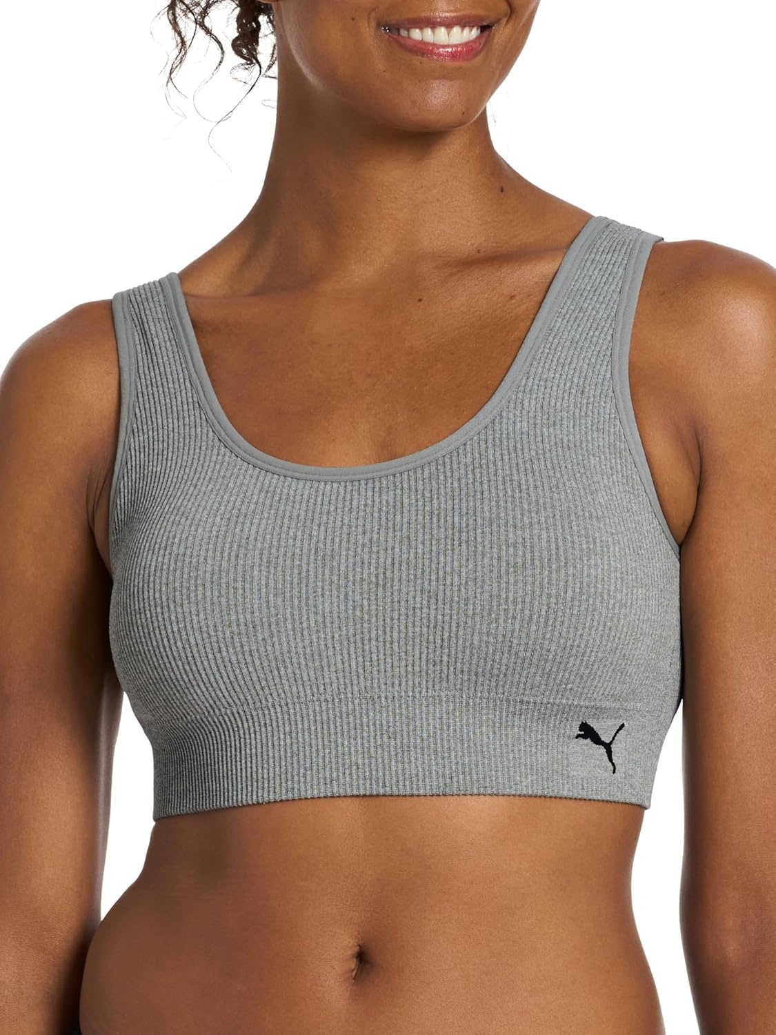 image:imagePuma Womens 2 Pack Seamless Sports BraWhiteLight Heather Grey