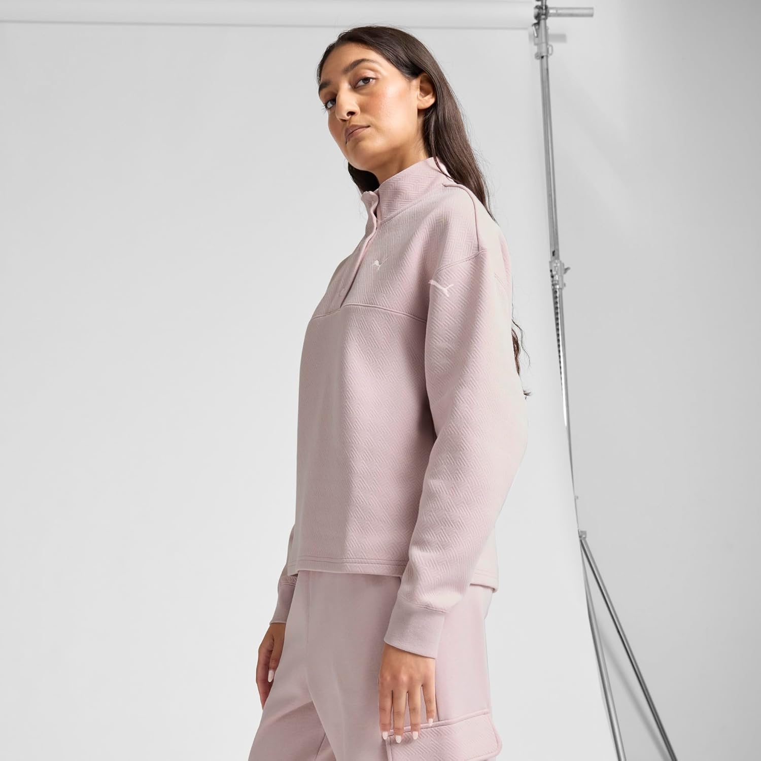 image:imagePuma Womens Essentials Elevated Half Snap Long Sleeve PulloverMauve Mist