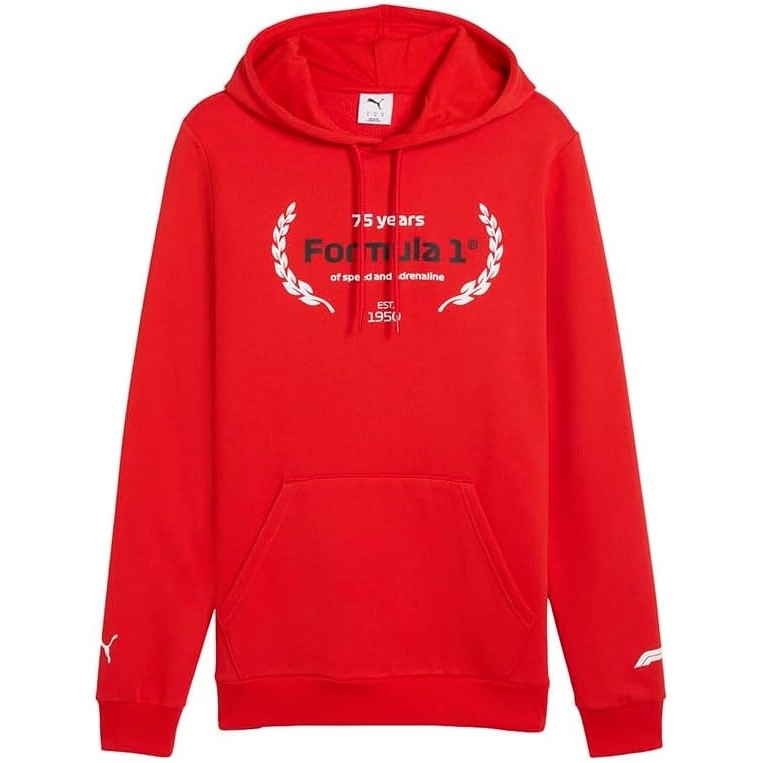 image:imagePUMA Mens F1 Essentials Logo Graphic Hoodie Casual Outerwear Casual BlackPop Red