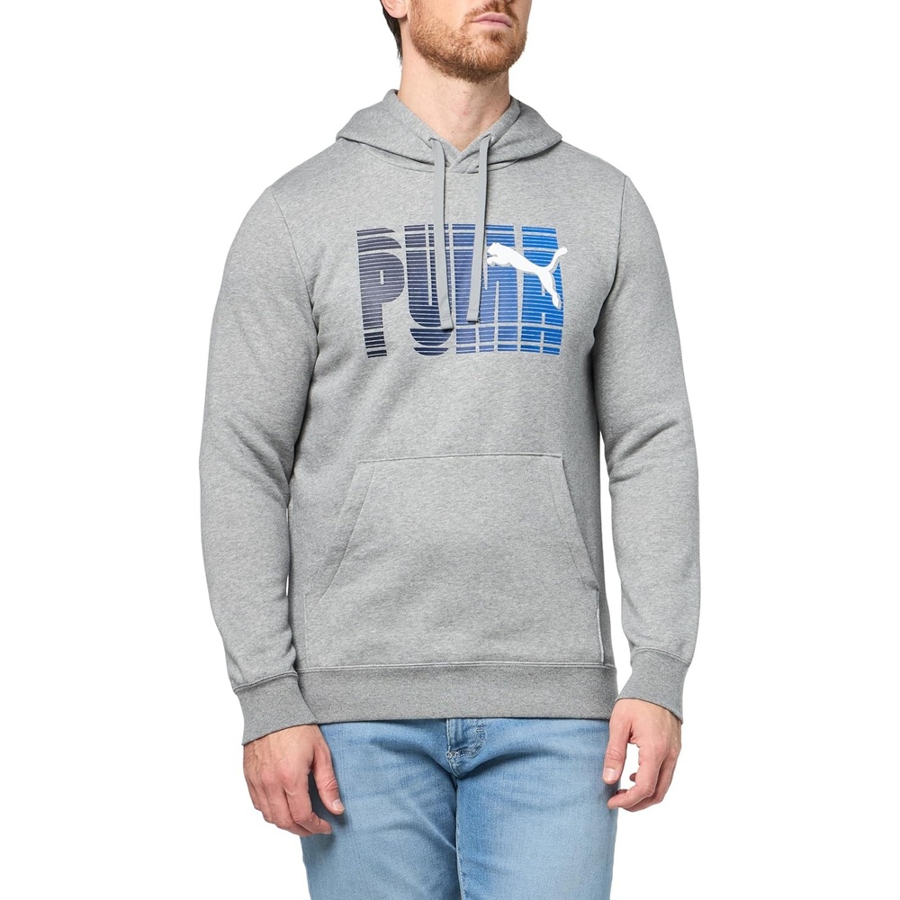 image:imagePUMA Mens Squad Graphic Hoodie Casual Outerwear Casual Pockets  GreyMedium Gray Heather Linear Ah25
