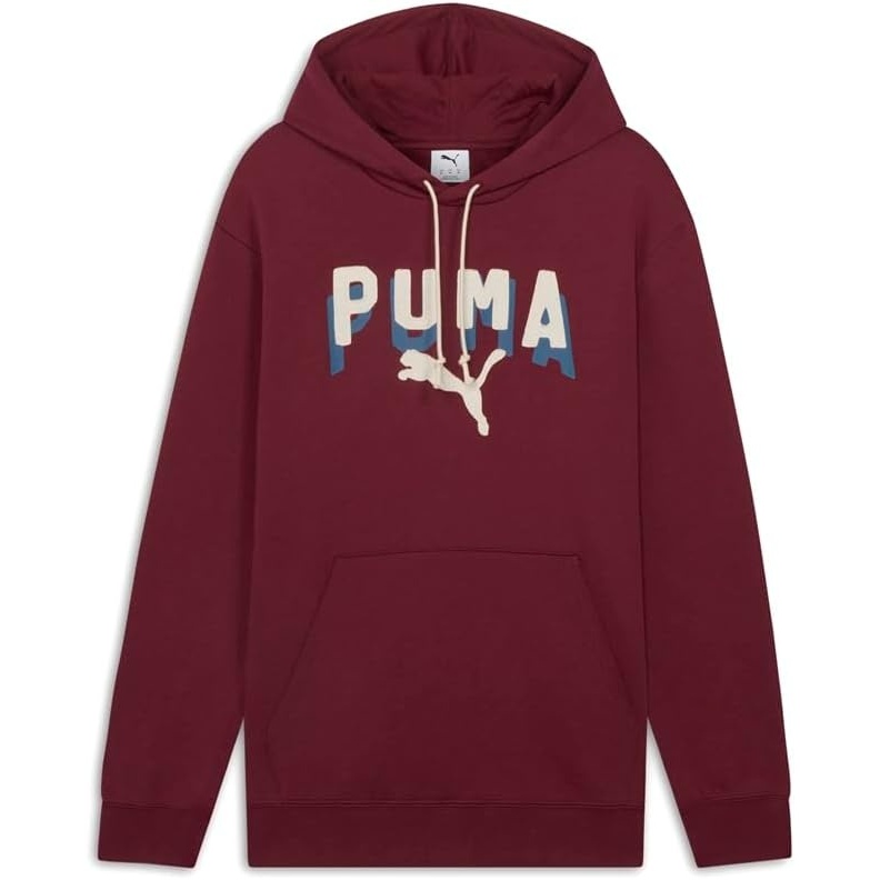 image:imagePUMA Mens Squad Graphic Hoodie Casual Outerwear Casual Pockets  GreyRuby Shimmer Double Up Ah25