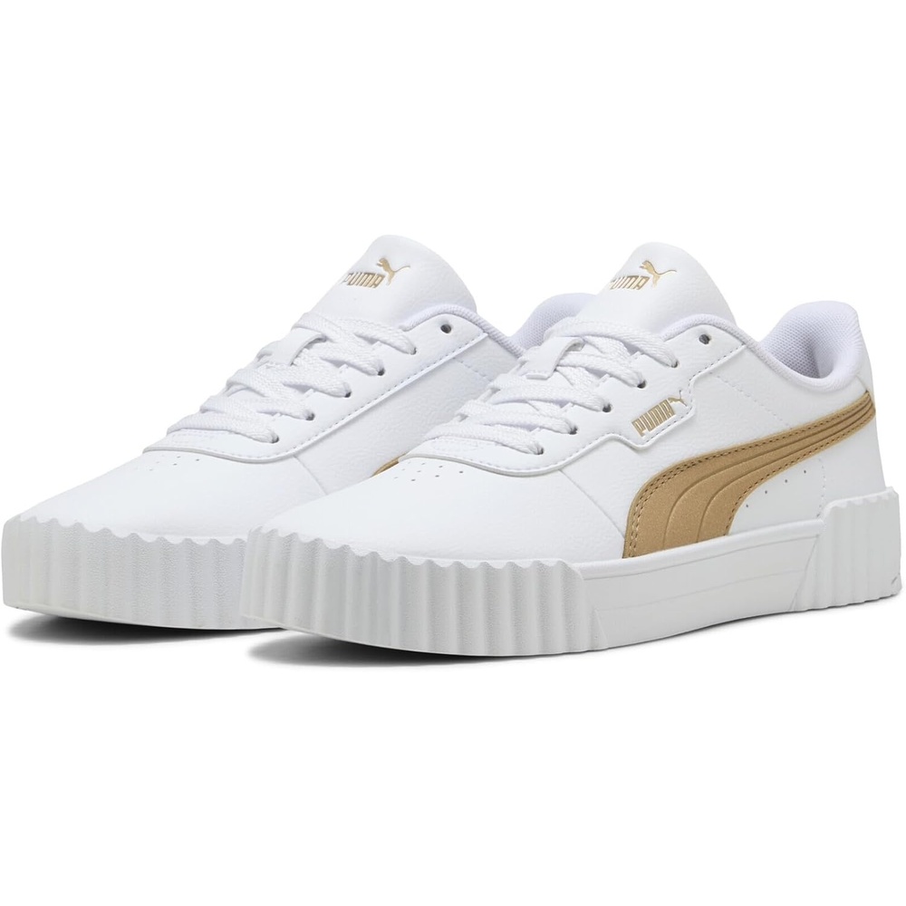 image:imagePUMA Womens Carina 30 Casual SneakersPuma White Light Sand Puma Gold