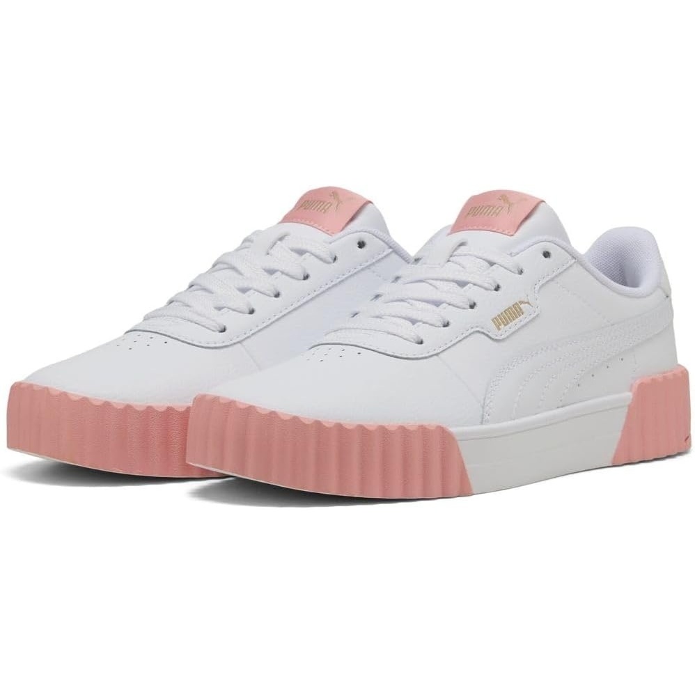 image:imagePUMA Womens Carina 30 Casual SneakersPuma White Pink Fruit Puma Gold