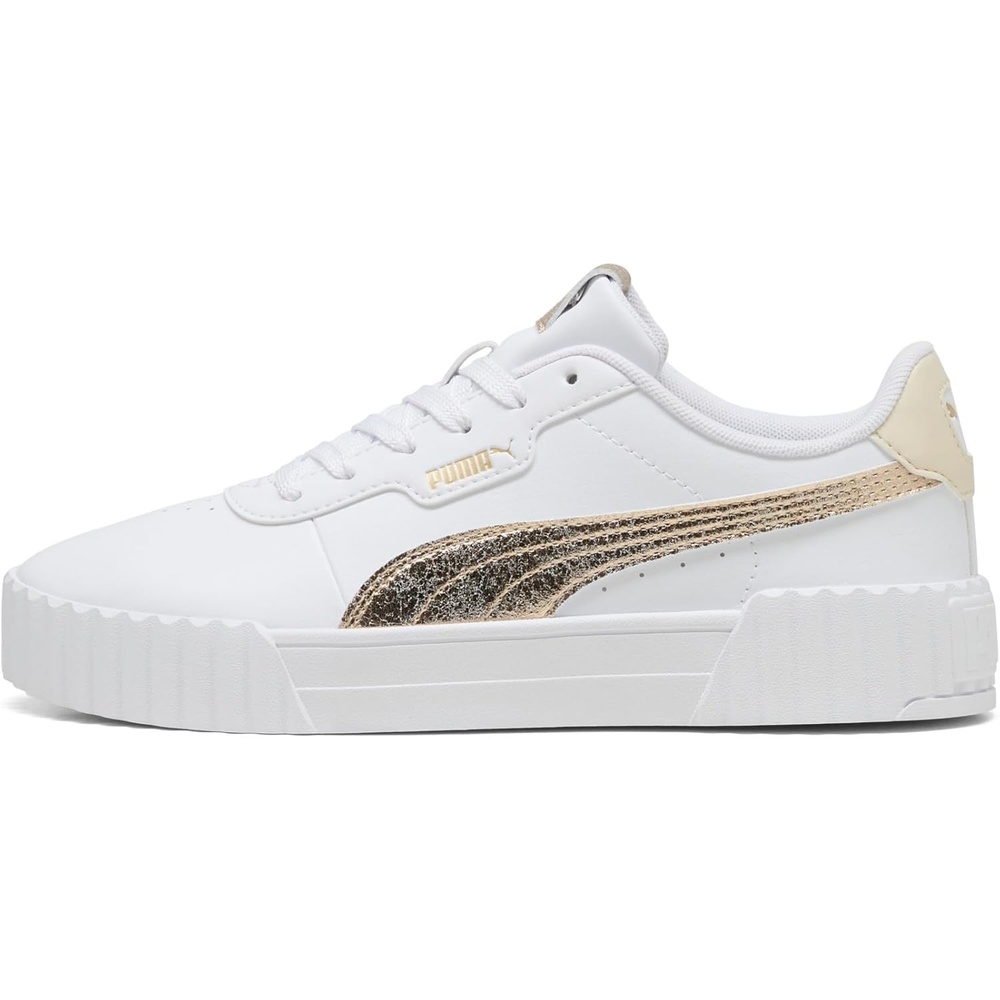 image:imagePUMA Womens Carina 30 Metallic Whisper Lace Up Sneakers Shoes CasualPuma Whitepuma Gold