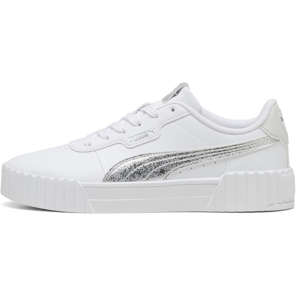 image:imagePUMA Womens Carina 30 Metallic Whisper Lace Up Sneakers Shoes CasualPuma Whitepuma Silver
