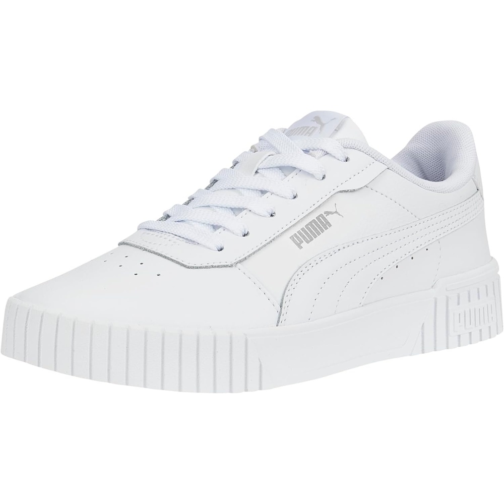image:imagePUMA Womens Carina Leather Sneaker20 Wide Whitewhitesilver