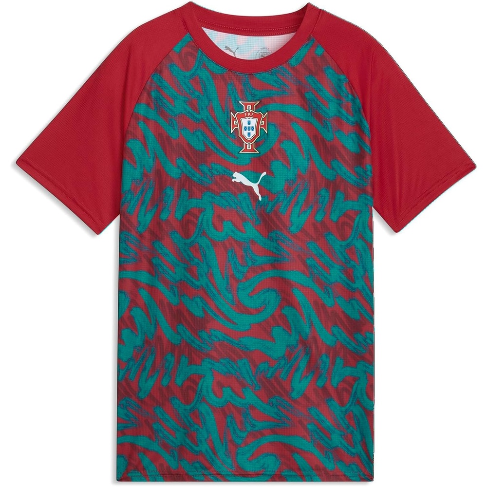 image:imagePuma Junior FA Portugal Warm Up JerseyClub Redgreen Lagoon