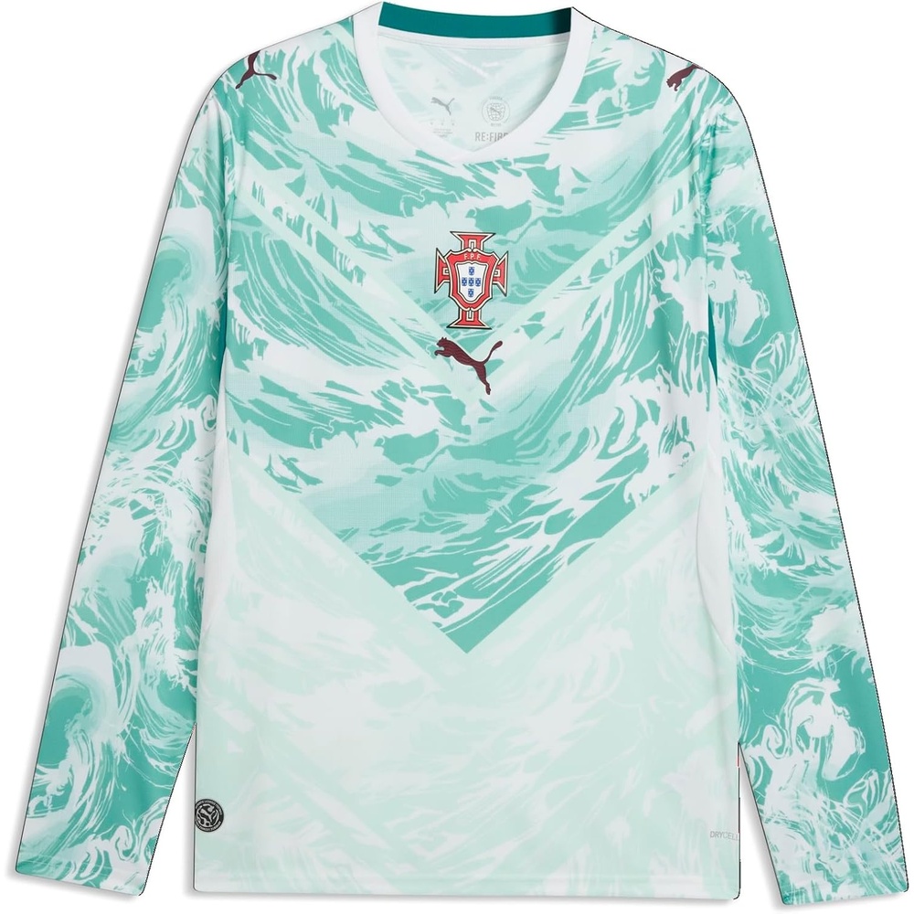 image:imagePuma Mens FA Portugal Away Long Sleeve Jersey ReplicaPuma Whitegreen Lagoon