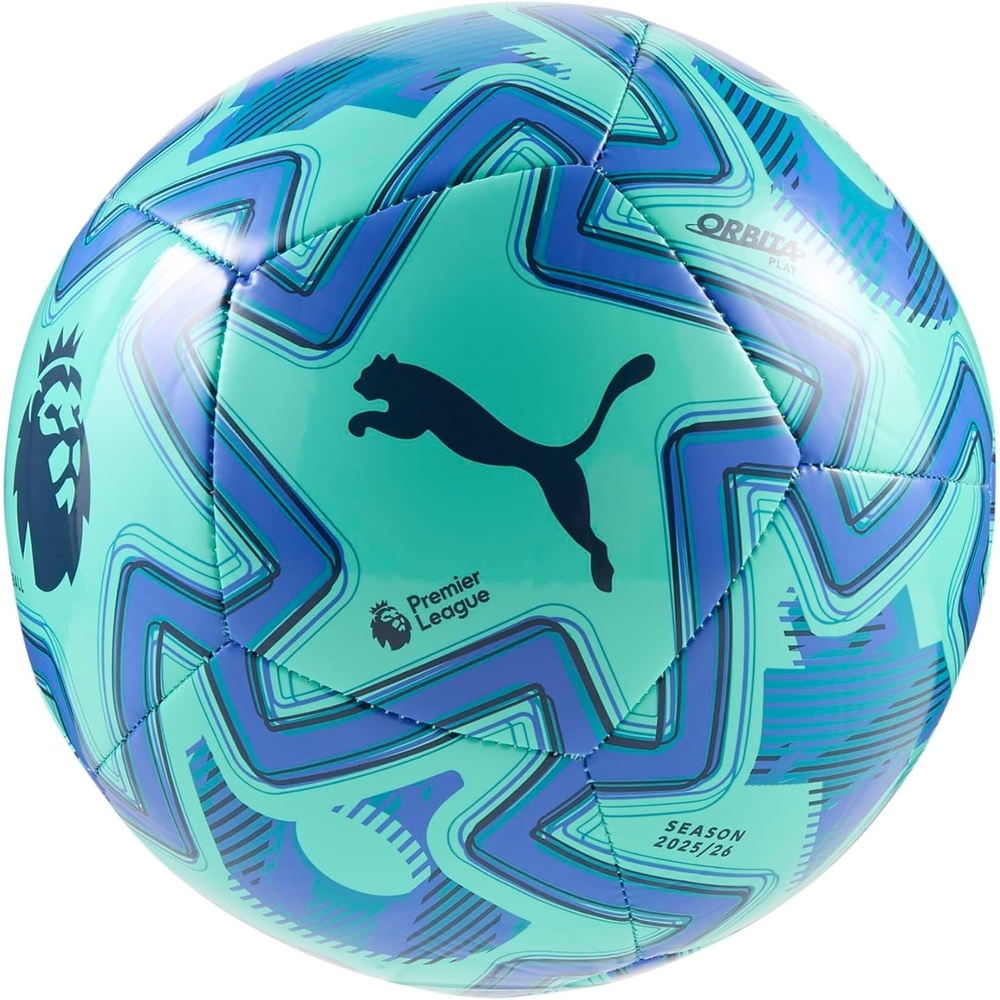 image:imagePuma Orbita Play Premier League Machine Stitched Soccer BallElectric PeppermintMountain BluePuma Black