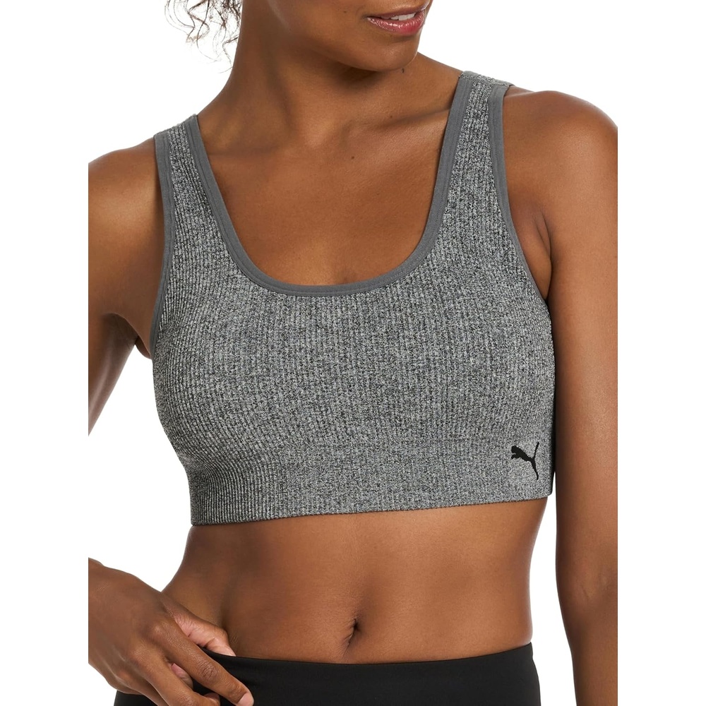 image:imagePuma Womens 2 Pack Seamless Sports BraBlackHeather Grey Rib