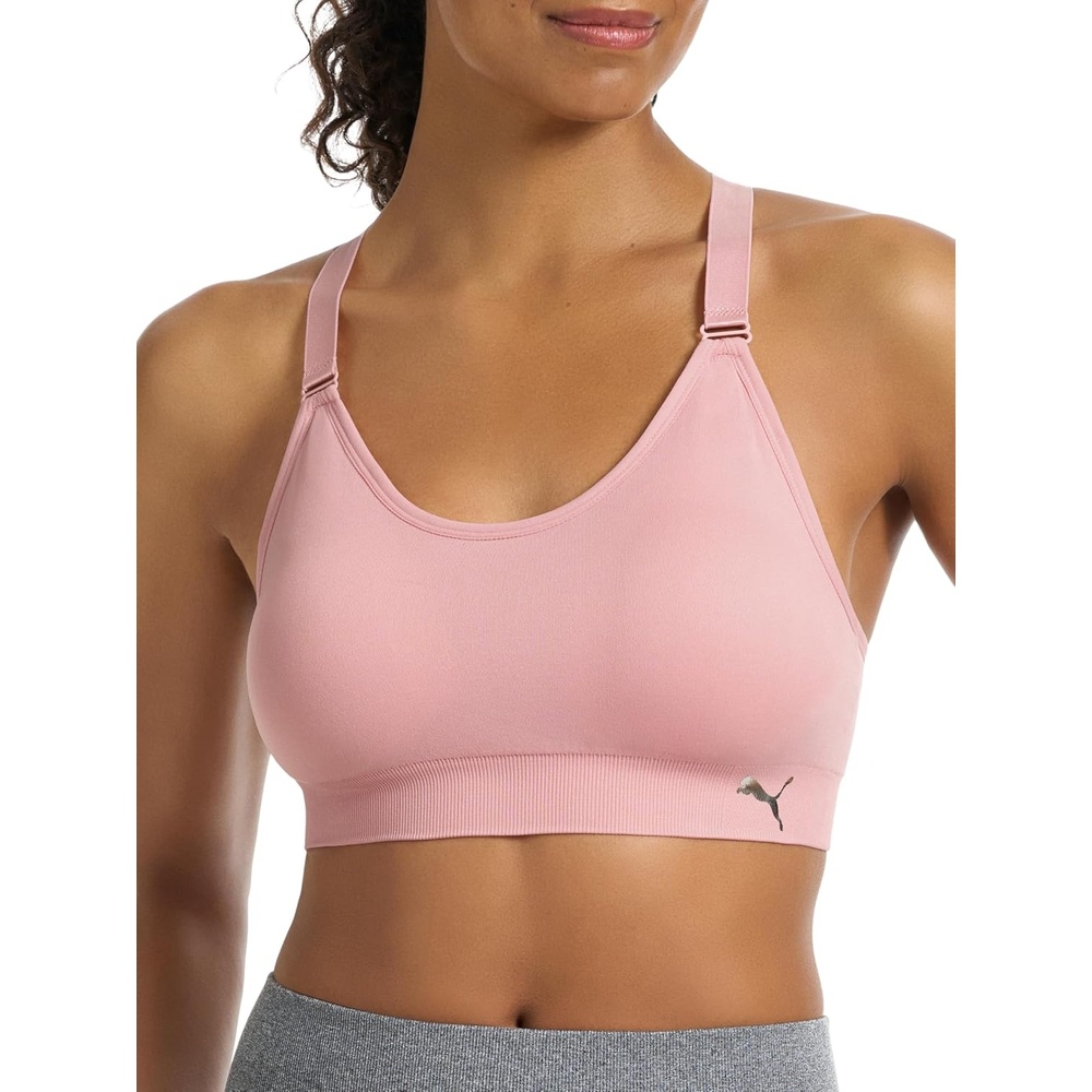 image:imagePuma Womens 2 Pack Seamless Sports BraSilver PinkHeather Grey