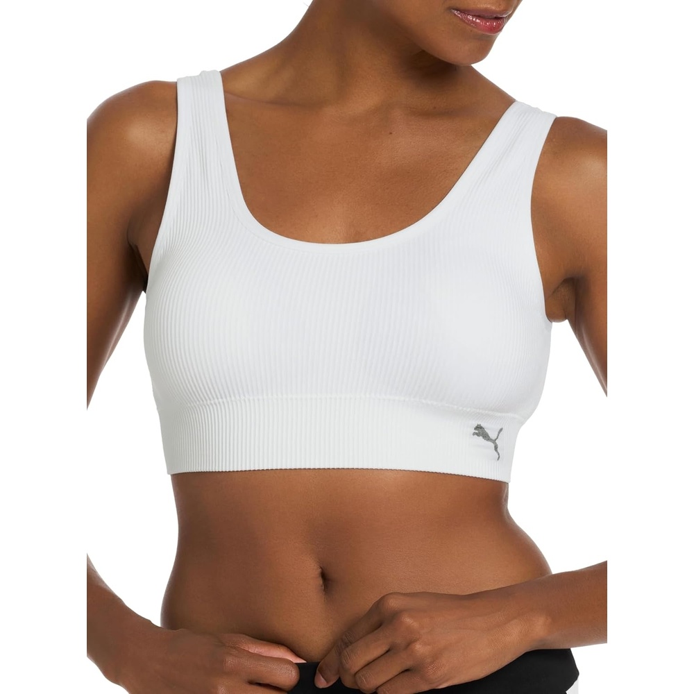 image:imagePuma Womens 2 Pack Seamless Sports BraWhiteLight Heather Grey