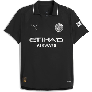 Manchester City FC Men’s 2025/26 Authentic Away Soccer Jersey – Slim Fit – Black