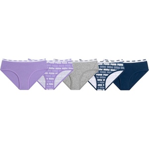 PUMA Girls’ Girls’ 5 Pack Cotton Bikini Underwear(Purple)