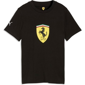 PUMA Kids Boys Scuderia Ferrari Colored Shield Graphic Crew Neck Short Sleeve Casual Tops Casual – Black(Puma Black)