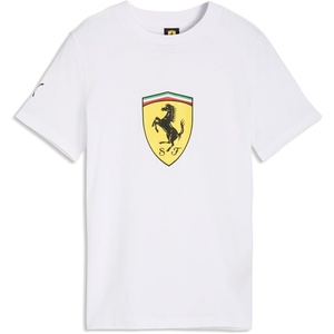 PUMA Kids Boys Scuderia Ferrari Colored Shield Graphic Crew Neck Short Sleeve Casual Tops Casual – Black(Puma White)