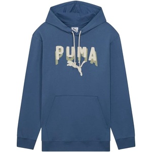 PUMA Mens Essentials Double Up Hoodie Athletic Outerwear Casual – Black(Dark Indigo Double Up Ah25)