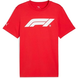 PUMA Mens F1 Essentials Logo 180G Crew Neck Short Sleeve Casual Tops Casual(Pop Red)