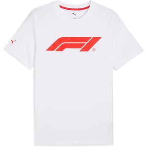 PUMA Mens F1 Essentials Logo 180G Crew Neck Short Sleeve Casual Tops Casual(Puma White)