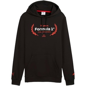 PUMA Mens F1 Essentials Logo Graphic Hoodie Casual Outerwear Casual – Black(Black)