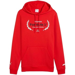 PUMA Mens F1 Essentials Logo Graphic Hoodie Casual Outerwear Casual – Black(Pop Red)