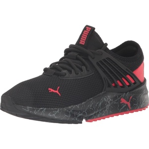 PUMA Mens Pacer Future Lace Up Sneakers Shoes Casual(Puma Black-high Risk Red-castlerock)