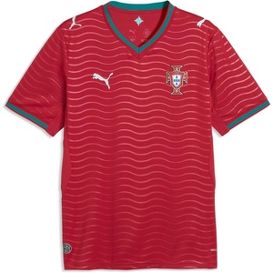 PUMA Mens Portugal Home Crew Neck Short Sleeve Jersey Casual(Club Red-green Lagoon)