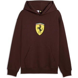 PUMA Mens Scuderia Ferrari Shield Hoodie Casual Outerwear Casual – Black(Chocolate Brown)