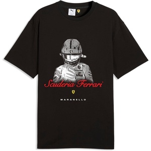PUMA Mens Scuderia Ferrari Sportswear Colored Shield Graphic Crew Neck Short Sleeve Casual Tops Casual – Black(Puma Black)