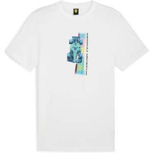 PUMA Mens Scuderia Ferrari Sportswear Colored Shield Graphic Crew Neck Short Sleeve Casual Tops Casual – Black(Puma White 2024)