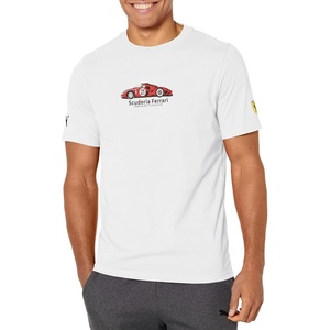 PUMA Mens Scuderia Ferrari Sportswear Colored Shield Graphic Crew Neck Short Sleeve Casual Tops Casual – Black(Puma White)
