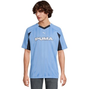 PUMA Mens Sport V-Neck Short Sleeve Jersey Casual -(Team Light Blue)