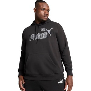 PUMA Mens Squad Graphic Hoodie Casual Outerwear Casual Pockets – Grey(Black)