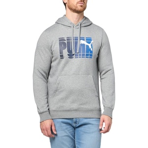 PUMA Mens Squad Graphic Hoodie Casual Outerwear Casual Pockets – Grey(Medium Gray Heather Linear Ah25)