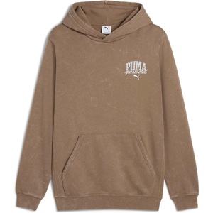PUMA Mens Squad Graphic Hoodie Casual Outerwear Casual Pockets – Grey(Puma Class Totally Taupe Ss25)