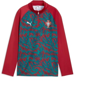 PUMA Unisex-Child FA Portugal Warm Up 1/4 Zip Top, Club Red-Green Lagoon SS26,