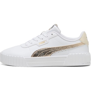 PUMA Womens Carina 3.0 Metallic Whisper Lace Up Sneakers Shoes Casual(White)