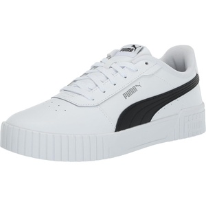 PUMA Women’s Carina Leather Sneaker(2.0 White-black-silver)